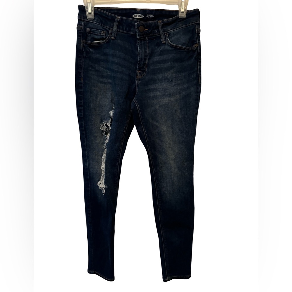 Old Navy Dark Blue Distressed Skinny Jeans